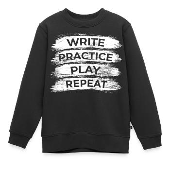 Écrire, s’entraîner, jouer, répéter - Sweat Premium enfant bio - noir - Devant - AI Model Kid Female (0cm)