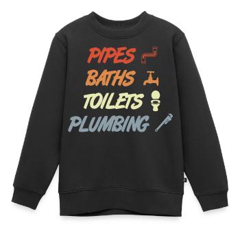 Plumbing - Kids Premium Organic Sweatshirt - black - Front - AI Model Kid Female (0cm)