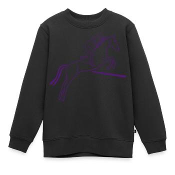 Springreiten Outline - Kinder Premium Organic Sweatshirt - Schwarz - Vorne - AI Model Kid Female (0cm)