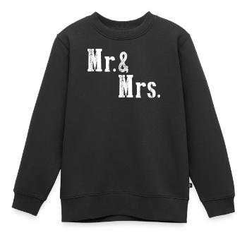 Mr. & Mrs. Hochzeit Heirat Liebespaar - Kinder Premium Organic Sweatshirt - Schwarz - Vorne - AI Model Kid Female (0cm)