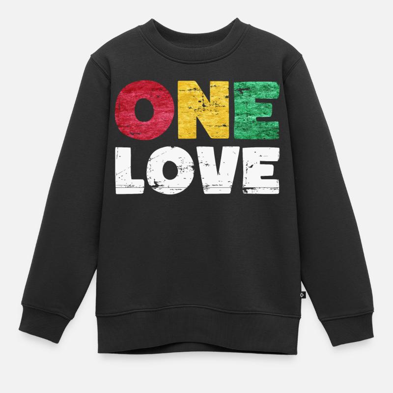 One Love Reggae Musique - Sweat Premium enfant bio - noir