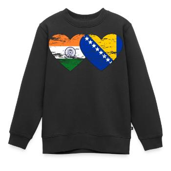Inde Bosnie drapeau coeur utilisé - Sweat Premium enfant bio - noir - Devant - AI Model Kid Female (0cm)