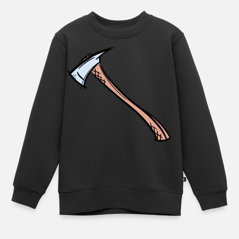 Dessin de hache / hache de pompier. Pompier. - Sweat Premium enfant bio - noir