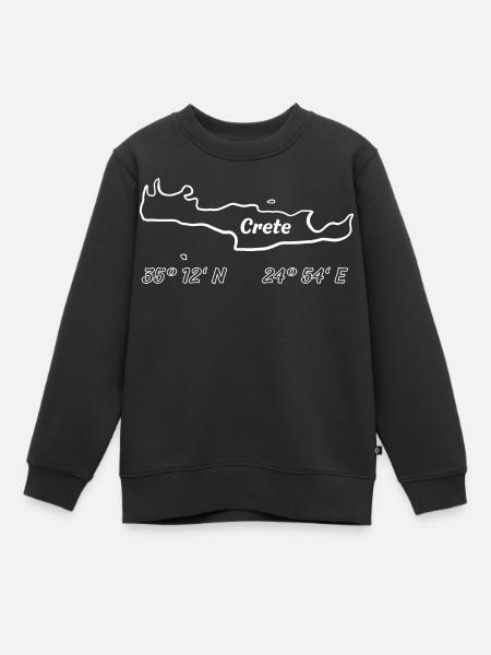 Kreta Koordinaten Urlaubsmotiv - Kinder Premium Organic Sweatshirt - Schwarz