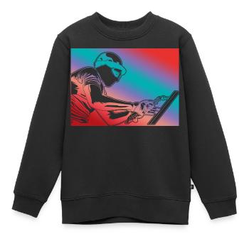 Schweißer Retro Look - Kinder Premium Organic Sweatshirt - Schwarz - Vorne - AI Model Kid Female (0cm)