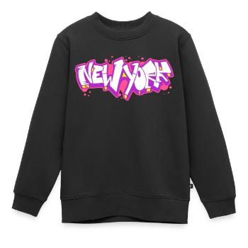 Graffiti horizontal de New York 2 - Sweat Premium enfant bio - noir - Devant - AI Model Kid Female (0cm)