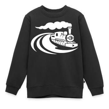 Lokomotive - Kinder Premium Organic Sweatshirt - Schwarz - Vorne - AI Model Kid Female (0cm)