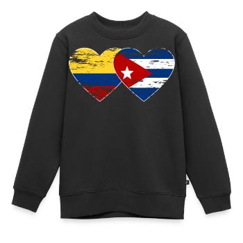 Kolumbien Kuba Flagge Herz used - Kinder Premium Organic Sweatshirt - Schwarz - Vorne - AI Model Kid Female (0cm)