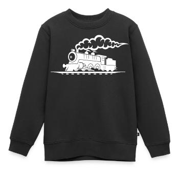 Dessin de chemin de fer - Sweat Premium enfant bio - noir - Devant - AI Model Kid Female (0cm)