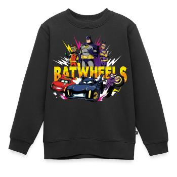 Batwheels Logo Mit Superhelden Und Ihren Autos - Kinder Premium Organic Sweatshirt - Schwarz - Vorne - AI Model Kid Female (0cm)