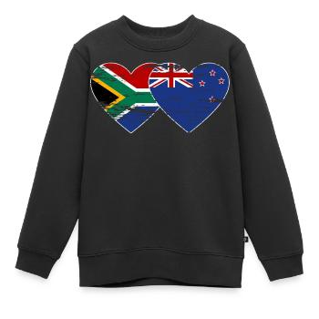 Afrique du Sud Nouvelle-Zélande drapeau coeur utilisé - Sweat Premium enfant bio - noir - Devant - AI Model Kid Female (0cm)