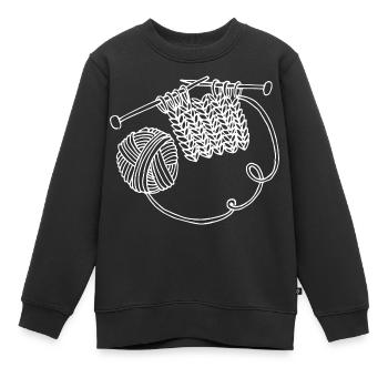 Croquis de tricot fait à la main - Sweat Premium enfant bio - noir - Devant - AI Model Kid Female (0cm)