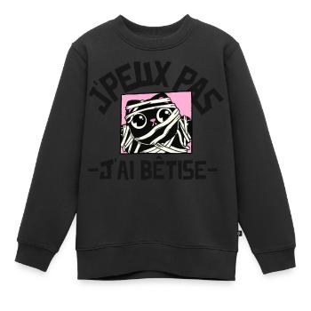 J'peux pas j'ai bêtise. Humour enfantin - Sweat Premium enfant bio - noir - Devant - AI Model Kid Female (0cm)