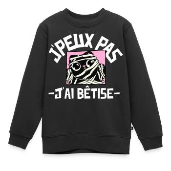 J'peux pas j'ai bêtise. Humour enfantin - Sweat Premium enfant bio - noir - Devant - AI Model Kid Female (0cm)