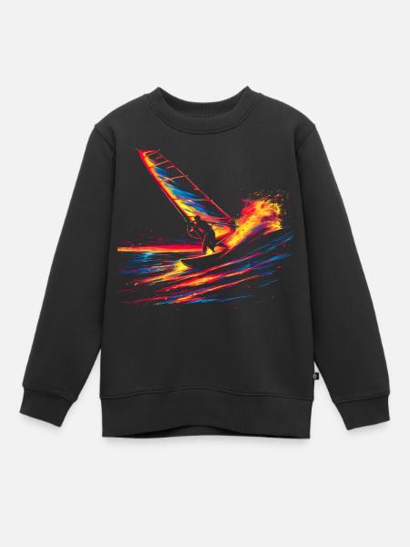 Oldschool Windsurfen - Kinder Premium Organic Sweatshirt - Schwarz