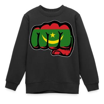Poing du drapeau de la Mauritanie - Sweat Premium enfant bio - noir - Devant - AI Model Kid Female (0cm)