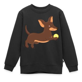 Dackel Welpe - Kinder Premium Organic Sweatshirt - Schwarz - Vorne - AI Model Kid Female (0cm)