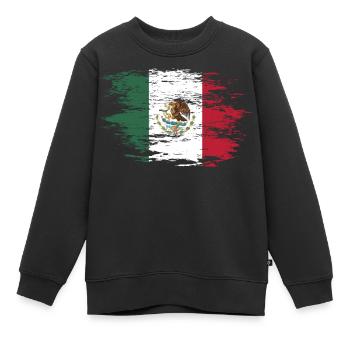 Mexiko Flagge used - Kinder Premium Organic Sweatshirt - Schwarz - Vorne - AI Model Kid Female (0cm)