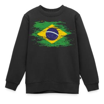 Brasilien Flagge used - Kinder Premium Organic Sweatshirt - Schwarz - Vorne - AI Model Kid Female (0cm)