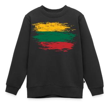 Litauen Flagge used - Kinder Premium Organic Sweatshirt - Schwarz - Vorne - AI Model Kid Female (0cm)
