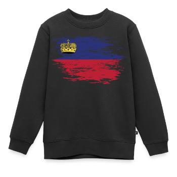 Liechtenstein Flagge used - Kinder Premium Organic Sweatshirt - Schwarz - Vorne - AI Model Kid Female (0cm)