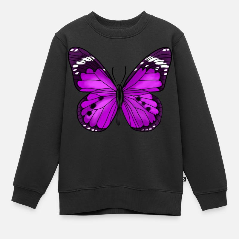 Schmetterling lila - Kinder Premium Organic Sweatshirt - Schwarz