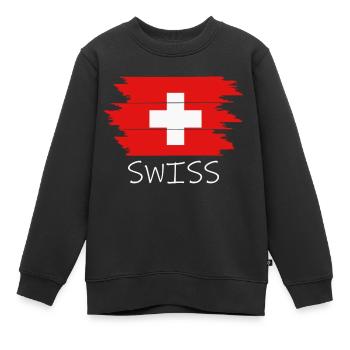 Swiss Switzerland Schweiz - Kinder Premium Organic Sweatshirt - Schwarz - Vorne - AI Model Kid Female (0cm)