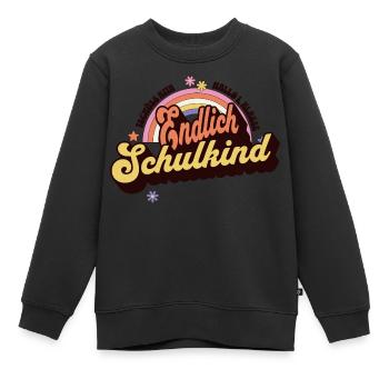 Endlich Schulkind - Fröhlicher Retro Regenbogen - Kinder Premium Organic Sweatshirt - Schwarz - Vorne - AI Model Kid Female (0cm)