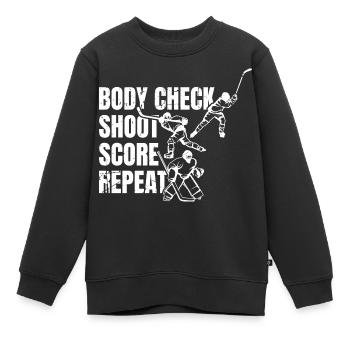 Répétition du score de tir au corps - Sweat Premium enfant bio - noir - Devant - AI Model Kid Female (0cm)