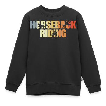 Équitation vintage - Sweat Premium enfant bio - noir - Devant - AI Model Kid Female (0cm)