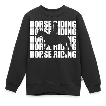Équitation - Sweat Premium enfant bio - noir - Devant - AI Model Kid Female (0cm)