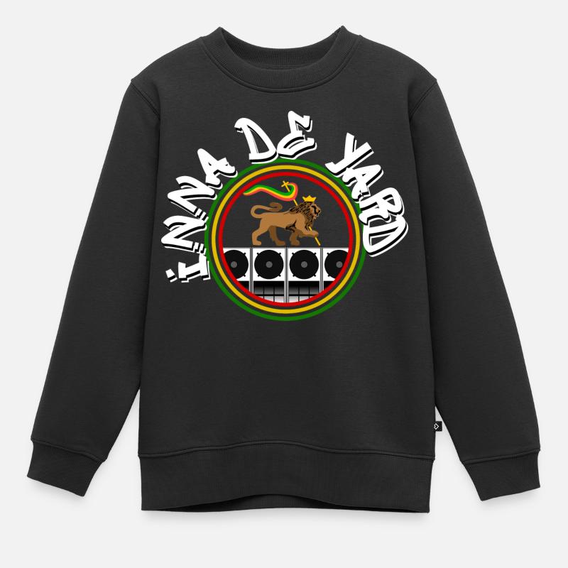Lion du système de musique reggae - Sweat Premium enfant bio - noir