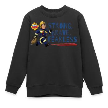 Sam Le Pompier™ Strong, Brave, Fearless! - Sweat Premium enfant bio - noir - Devant - AI Model Kid Female (0cm)