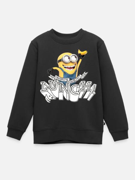 Minions With Banana My Favourite Subject Is Lunch! - Kids Premium Organic Sweatshirt - black