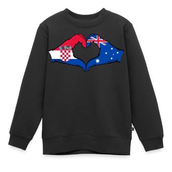 Croatia Australia Flag Heart Shape - Kids Premium Organic Sweatshirt - black - Front - AI Model Kid Female (0cm)