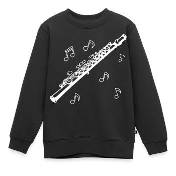 Flöte - Kinder Premium Organic Sweatshirt - Schwarz - Vorne - AI Model Kid Female (0cm)