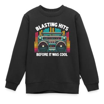 Blasting Hits Before It Was Cool Eighties Boombox - Sweat Premium enfant bio - noir - Devant - AI Model Kid Female (0cm)