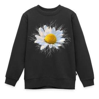 Margerite weiße Blume - Kinder Premium Organic Sweatshirt - Schwarz - Vorne - AI Model Kid Female (0cm)