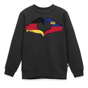 Allemagne Liechtenstein Drapeau Mains Coeur Shape us - Sweat Premium enfant bio - noir - Devant - AI Model Kid Female (0cm)