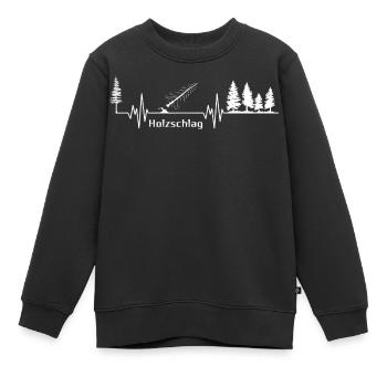 Holzschlag Waldherz Herzschlag Holzfäller Rhythmus - Kinder Premium Organic Sweatshirt - Schwarz - Vorne - AI Model Kid Female (0cm)