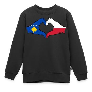 Kosovo Pologne Drapeau Mains Coeur Forme - Sweat Premium enfant bio - noir - Devant - AI Model Kid Female (0cm)