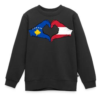Kosovo Autriche Drapeau Mains Coeur Forme Utilisé - Sweat Premium enfant bio - noir - Devant - AI Model Kid Female (0cm)