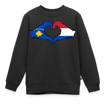 Kosovo Hollande Drapeau Mains Coeur Forme - Sweat Premium enfant bio - noir - Devant - AI Model Kid Female (0cm)