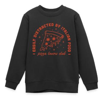 Pizza spécialités italiennes vintage 80s aesthetic - Sweat Premium enfant bio - noir - Devant - AI Model Kid Female (0cm)