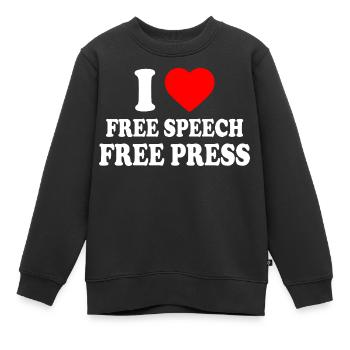 i love free speech free press - Kinder Premium Organic Sweatshirt - Schwarz - Vorne - AI Model Kid Female (0cm)
