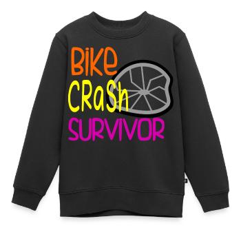 Bike Crash Survivor Humor Mountainbiken Lustig - Kinder Premium Organic Sweatshirt - Schwarz - Vorne - AI Model Kid Female (0cm)