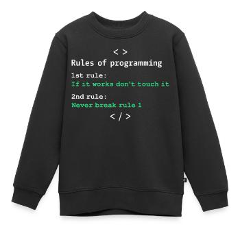 Règles de programmation - Sweat Premium enfant bio - noir - Devant - AI Model Kid Female (0cm)