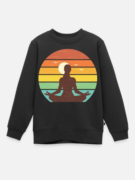 Sonnenaufgang Yoga Retro - Kinder Premium Organic Sweatshirt - Schwarz