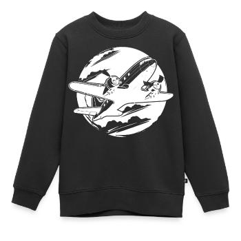 Flugzeug Zeichnung - Kinder Premium Organic Sweatshirt - Schwarz - Vorne - AI Model Kid Female (0cm)