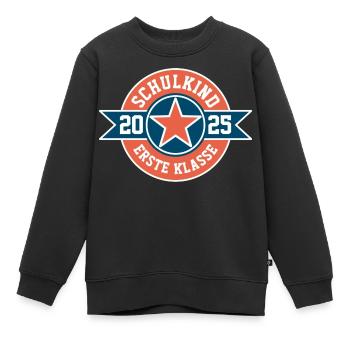 SCHULKIND 2025 - ERSTE KLASSE - EINSCHULUNG 2025 - Kinder Premium Organic Sweatshirt - Schwarz - Vorne - AI Model Kid Female (0cm)